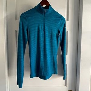 Icebreaker Women's XS Merino Bodyfit 200 Half-Zip Base Layer Blue Stripe